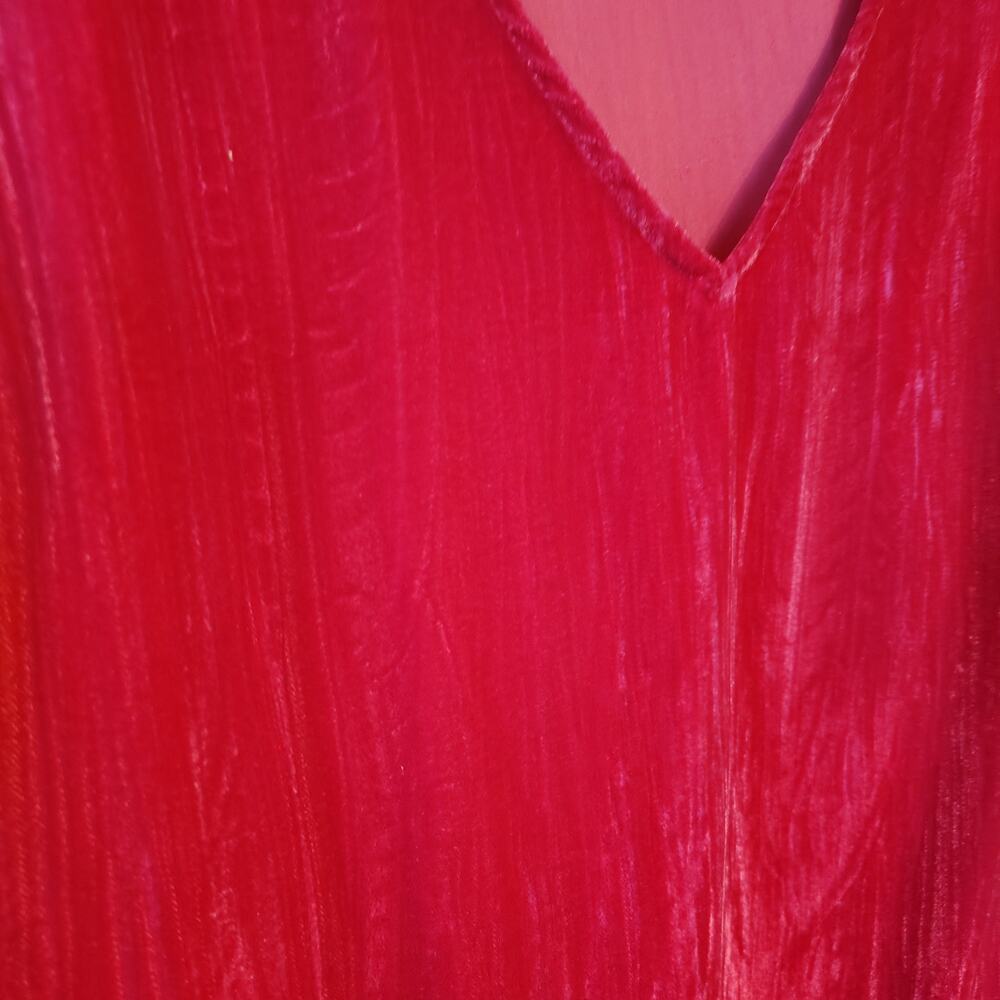 Jodifl Velvet Blouse XL Hot Pink V Neck Puff Sleeve Shimmer Party Top - Picture 4 of 10